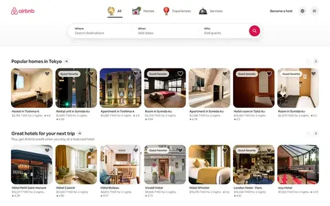 Homepage of airbnb.com, captured whole