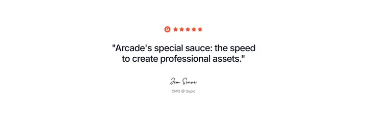 Testimonials section captured from arcade.software