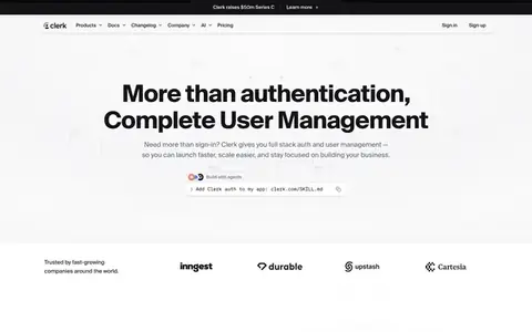 Homepage of clerk.com, captured whole