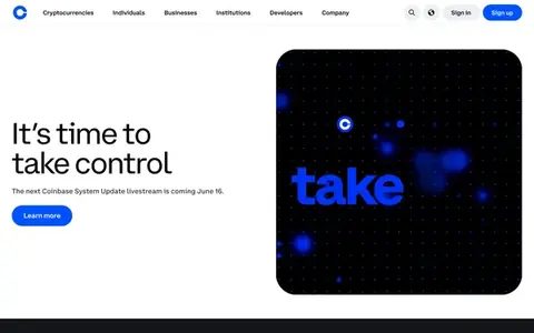 Homepage of coinbase.com, captured whole