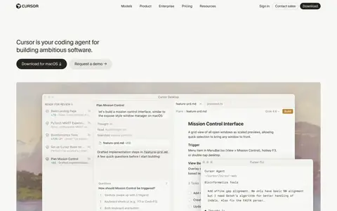 Homepage of cursor.com, captured whole