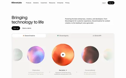 Homepage of elevenlabs.io, captured whole