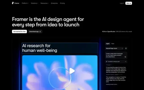 Homepage of framer.com, captured whole