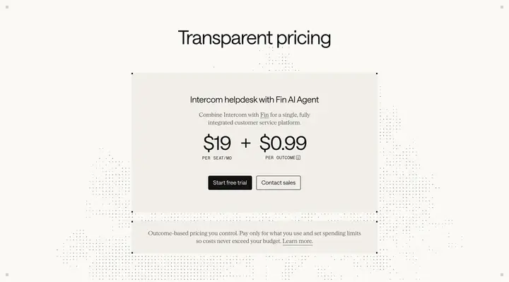 Pricing section captured from intercom.com