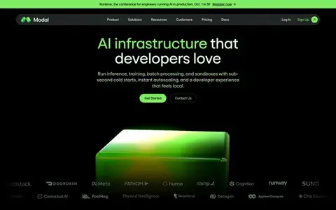 Homepage of modal.com, captured whole