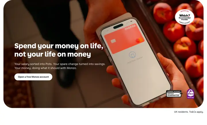 Hero section captured from monzo.com