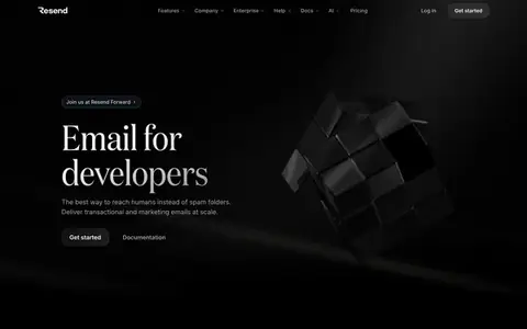 Homepage of resend.com, captured whole