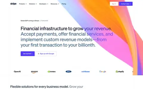 Homepage of stripe.com, captured whole