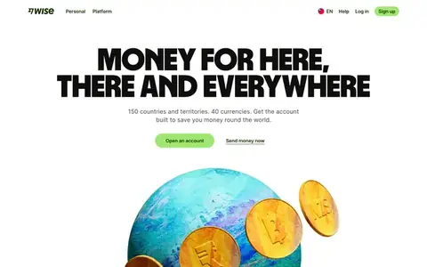 Homepage of wise.com, captured whole